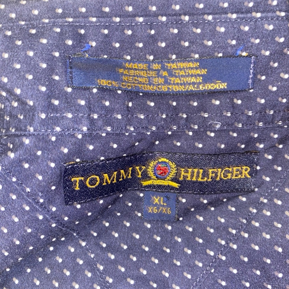 Men's Tommy Hilfiger Blue & White Button Down Shirt XL - Picture 3 of 3